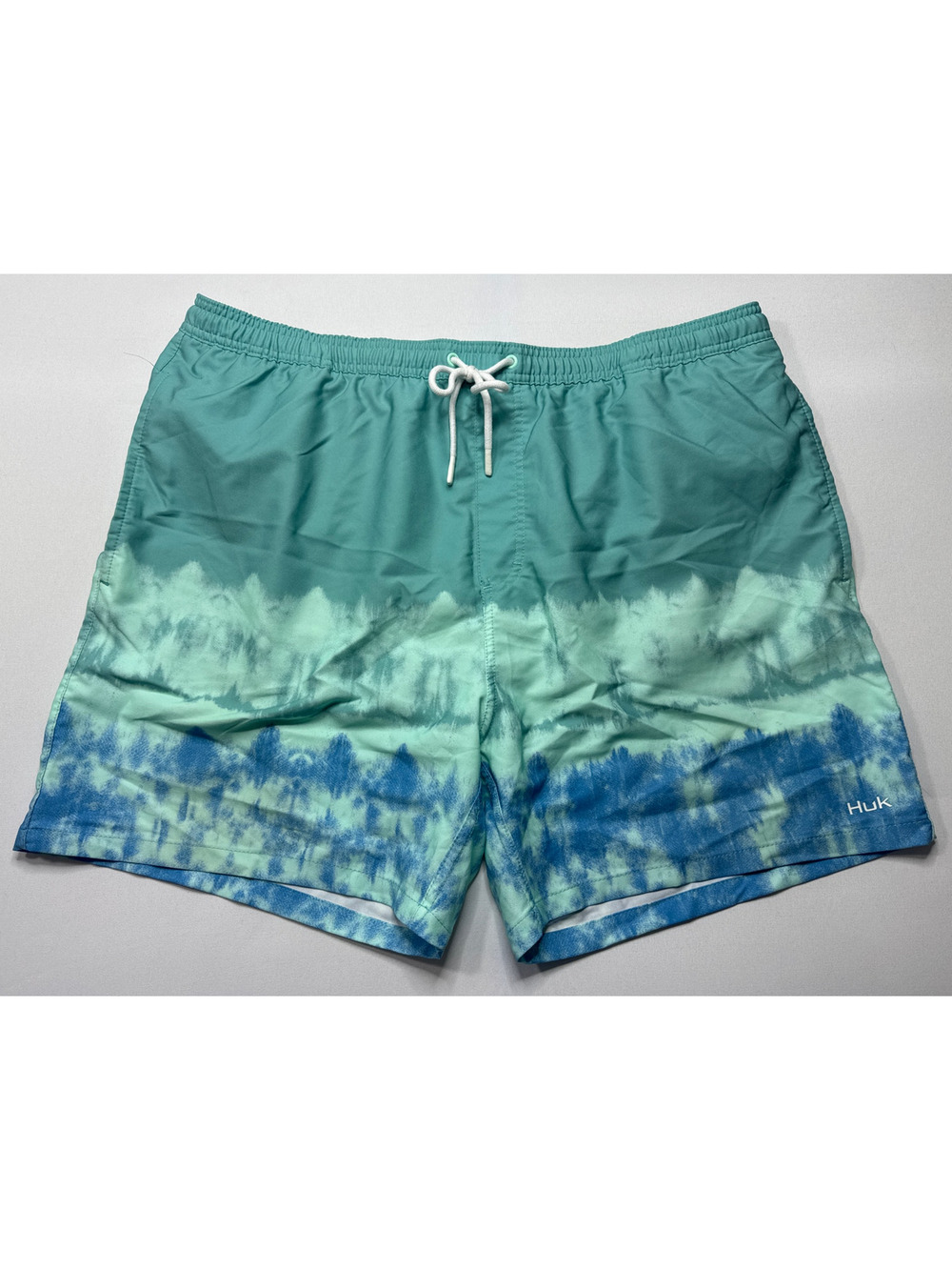 HUK Men's Blue Ombre Lined Drawstring Swim Trunks - Size‎ XXL